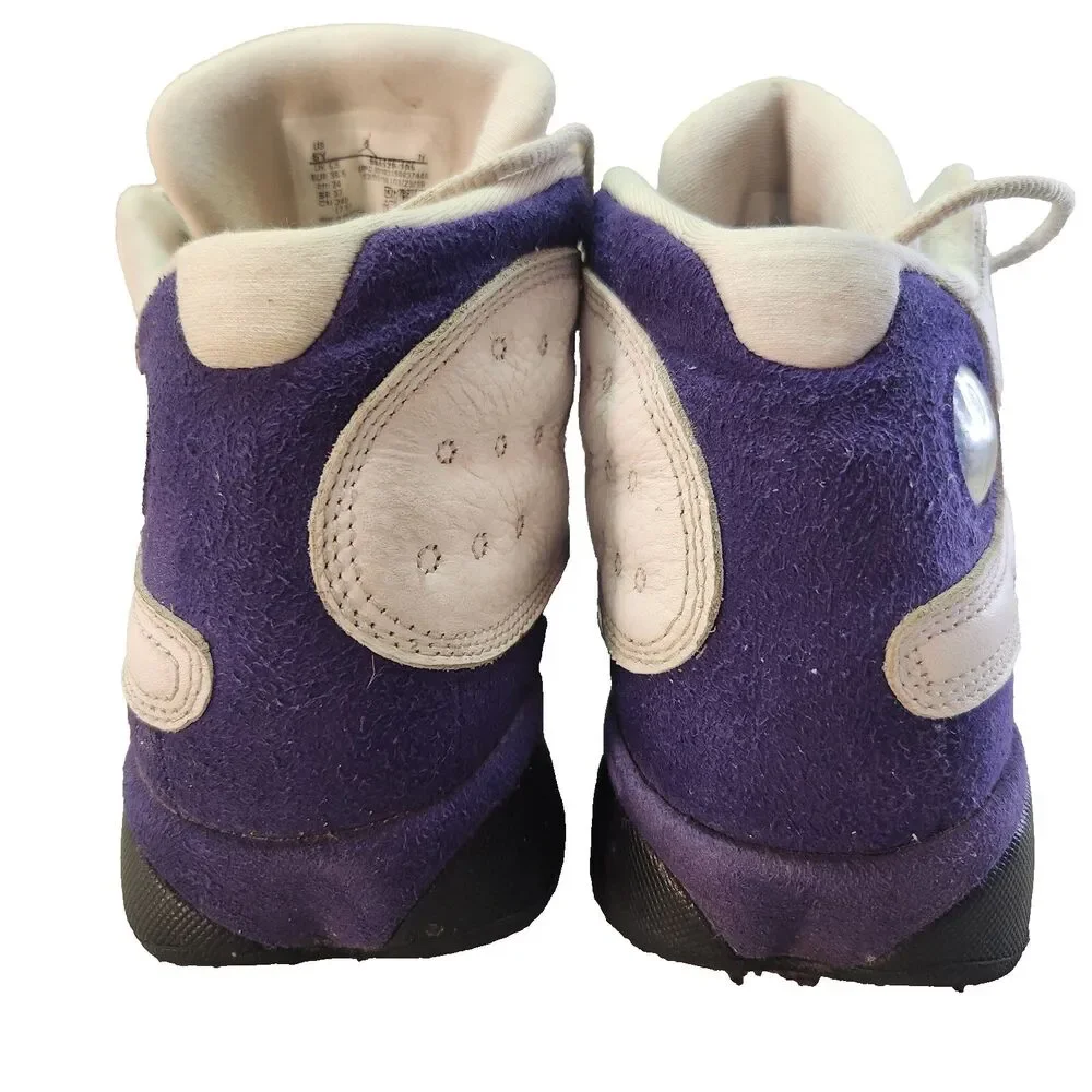 Nike Air Jordan 13 Retro Lakers GS Boys 6Y White Purple Leather Basketball Shoes